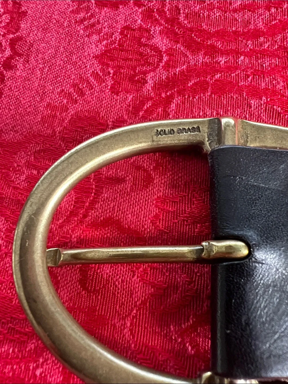 Banana Republic Black Italian Leather Belt Embossed Floral Solid Brass USA 30